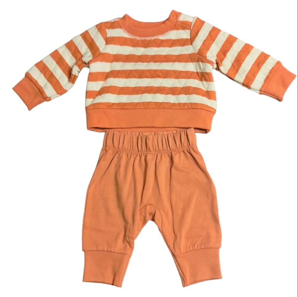 Cat & Jack Baby Boy Newborn 2-Piece Striped Set Orange